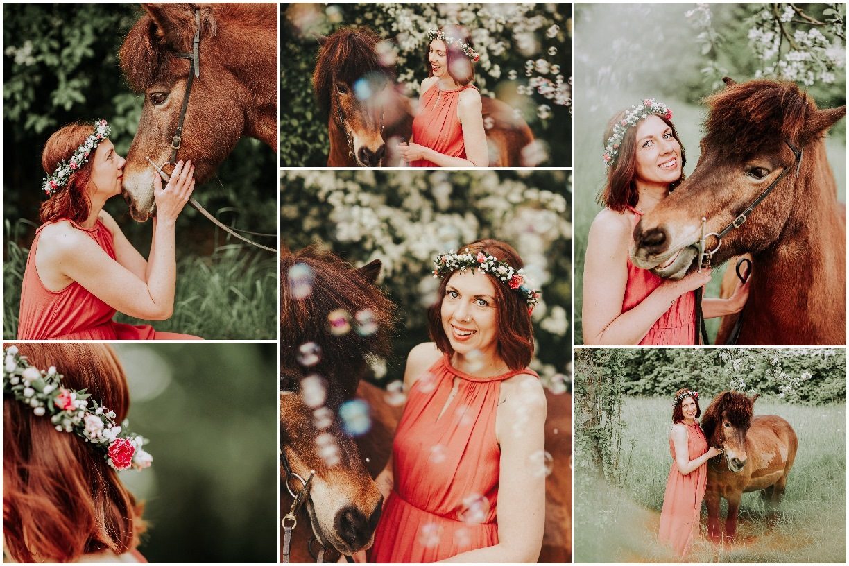 Porträtshooting mit Pony in der Blütenwiese