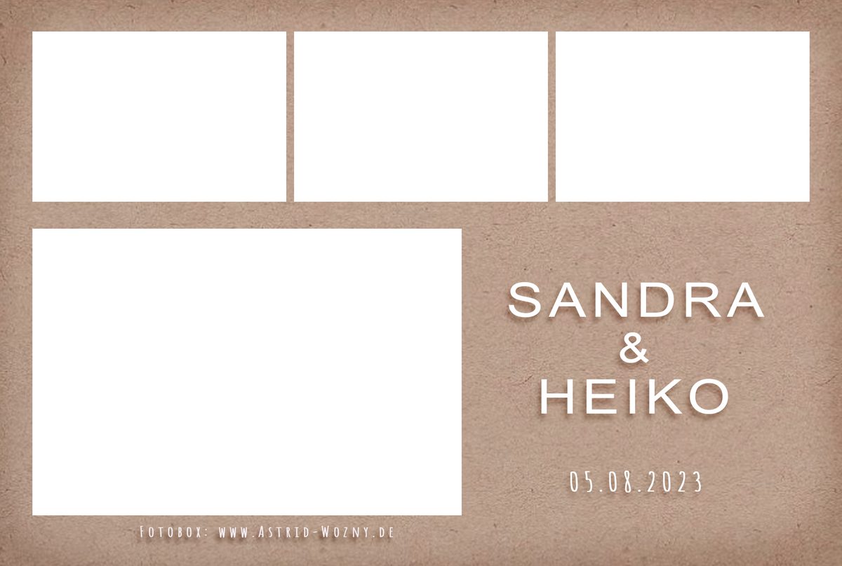 Fotobox-Drucklayout im Hochzeitsdesign mit Datum und Namen