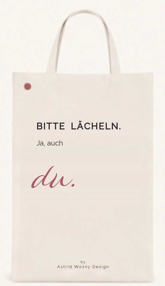 Baumwolltasche mit Text-Motiv: Bitte lächeln
