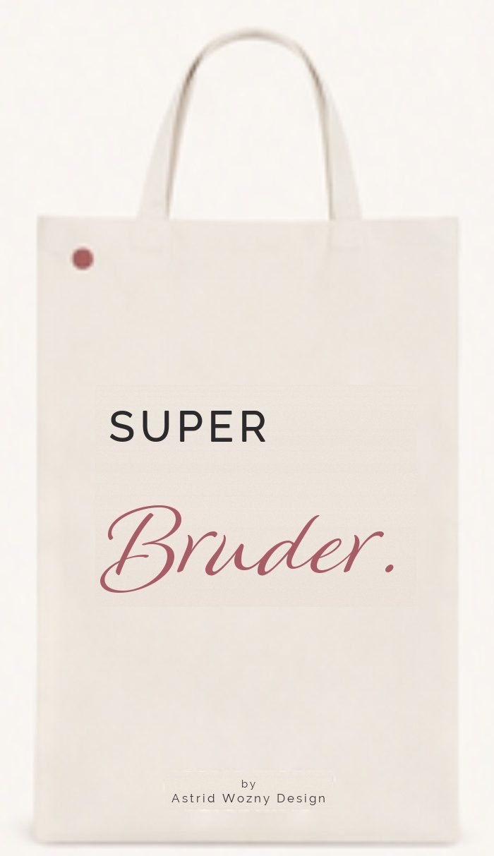 Baumwolltasche mit Text-Motiv: Super Bruder