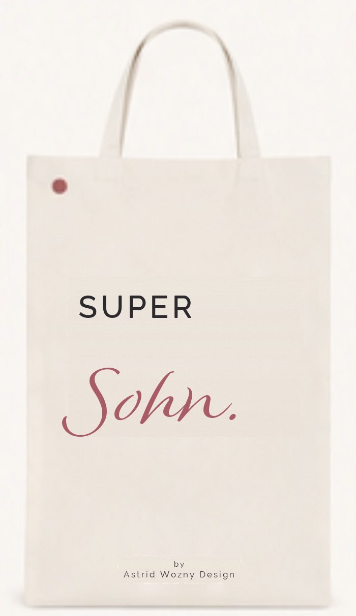Baumwolltasche mit Text-Motiv: Super Sohn