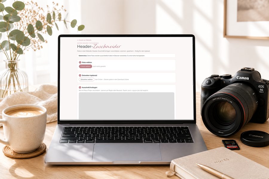 Header-Zuschneider auf einem Laptop