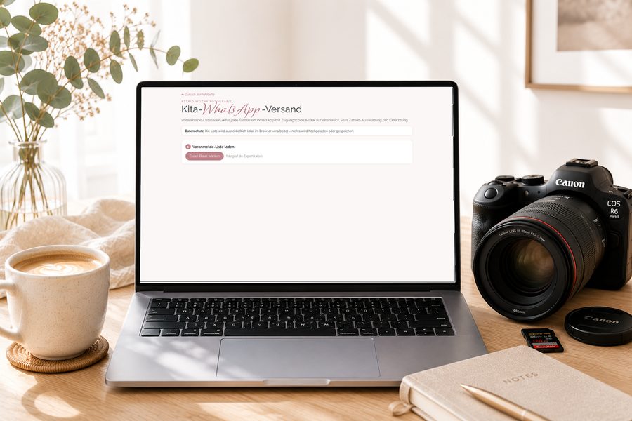 Kita-WhatsApp-Versand auf einem Laptop
